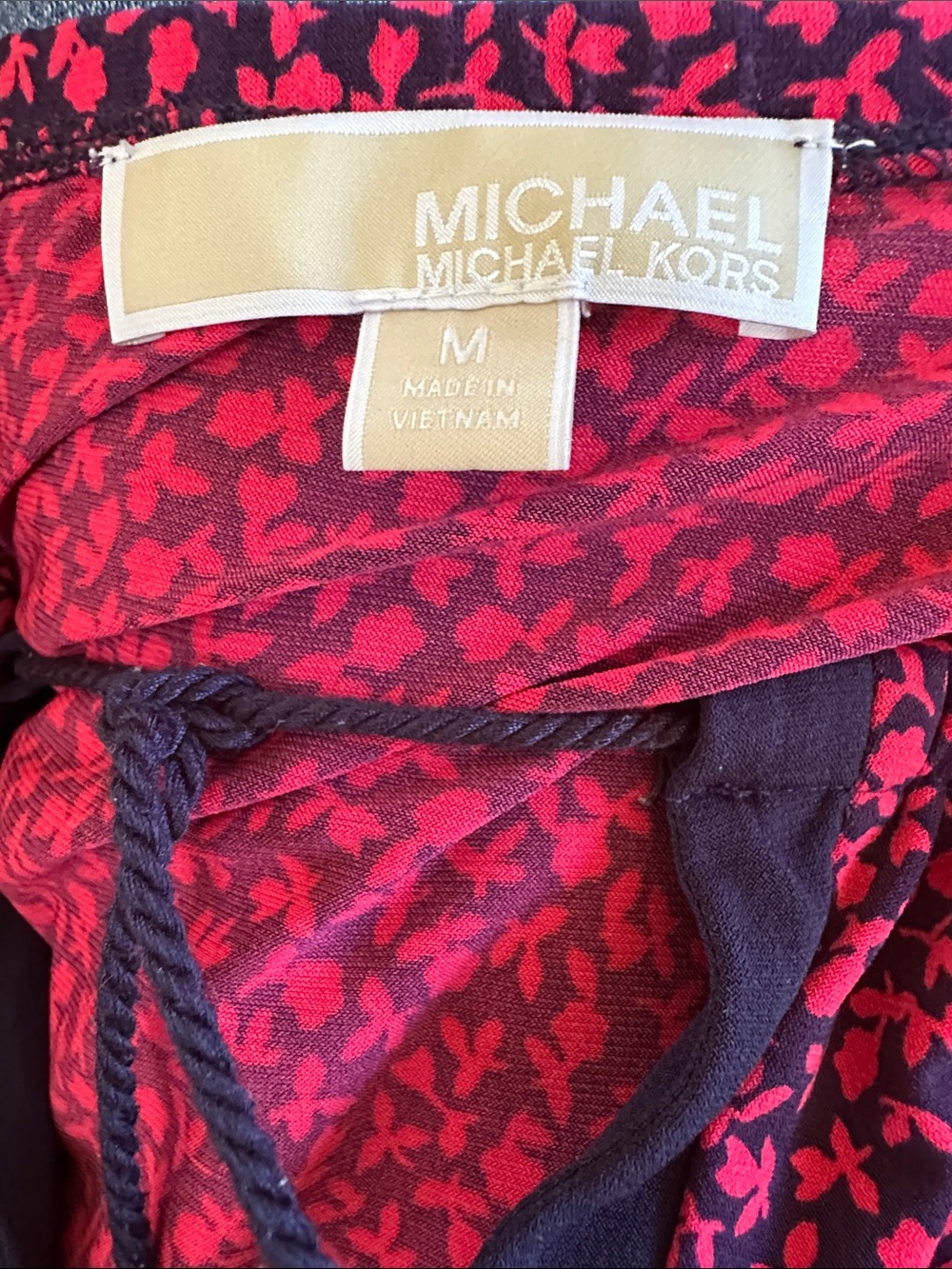 Michael Michael Kors Sleeveless Pink Floral Shift Dress with Navy Trim M - Picture 6 of 6